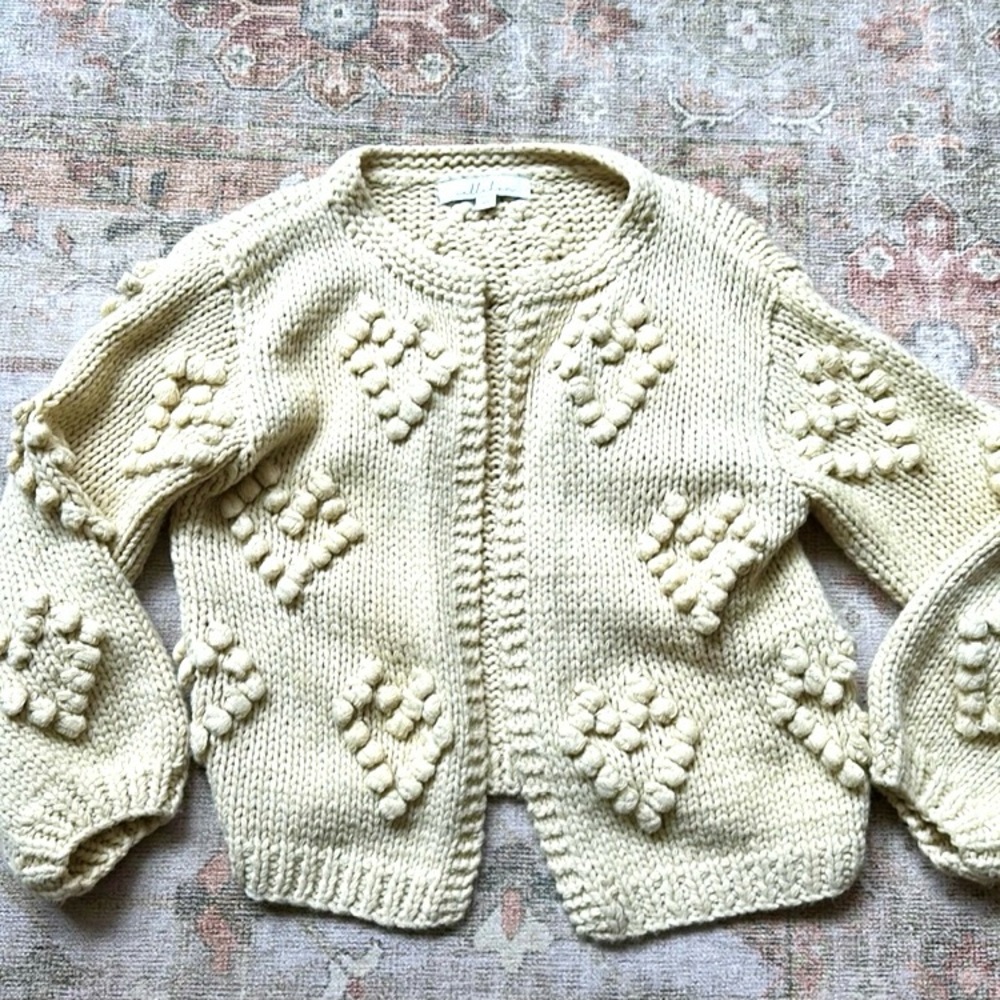 Anthropologie PomPom Heart Cardigan - Picture 3 of 7